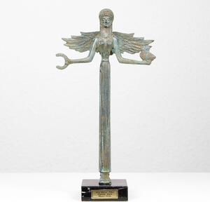 Niké görög istennő szobor (Bronz szobor) kis figura zöld