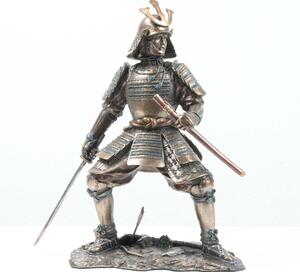 Szamuráj Harcos Szobor (Hidegen öntött bronz szobor) japán férfi