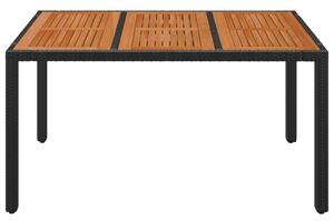 Fekete polyrattan falapos kerti asztal 150 x 90 x 75 cm