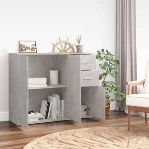 Modern Beton Szürke Tálalószekrény - Fa - 91x29,5x75 cm