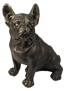Ülő bulldog szobor – állatbarát lakásdekor bronz hatással