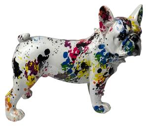 Pop art bulldog szobor – színes fröcskölt kutya dekoráció