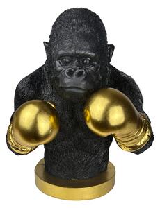 Boxoló gorilla szobor – fekete-arany pop art állatszobor