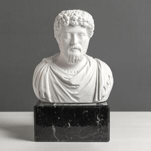 Marcus Aurelius Mellszobor Könyvtámasz - Fekete Márvány Talpazaton