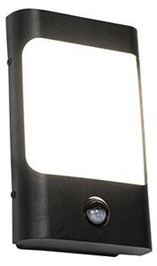 Fali lámpa fekete, IP44 LED-del mozgásérzékelővel - Khuvan
