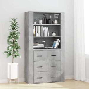 VidaXL Magas Szekrény - Betonszürke - 3 Fiók - 80x33x150cm