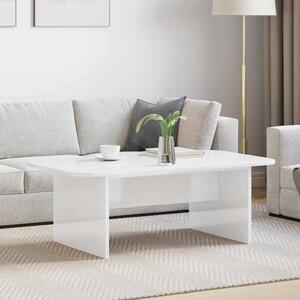 Dohányzóasztal Magas Fényű Fehér 93 x 53 x 33 cm Faanyag