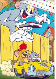 Gyerek ágyneműhuzat Tom és Jerry sárga kabrióban