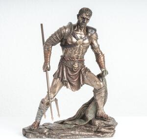 Retiarius gladiátor szobor – római hálós harcos bronz szobor