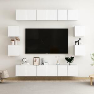 10 részes fehér szerelt fa TV-szekrényszett