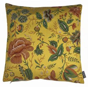 Sárga párnahuzat, bazsarózsa – Toile de Jouy botanikai design