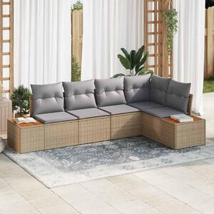VidaXL Kerti Kanapé Szett 5 pcs bézs és világosszürke Poli rattan