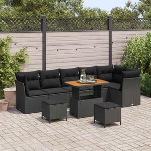 VidaXL Kerti Kanapé Szett párnával 9 pcs Fekete 90 x 55 x 71 cm