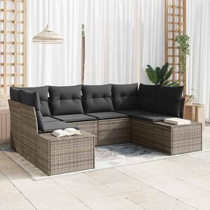 Kerti Kanapé Szett tárolóval 6 pcs Szürke Poli rattan