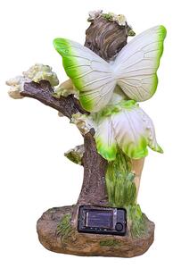 Tündér faággal - Napelemes kerti figura, LED-es - 32 cm