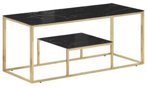 Elegáns Dohányzóasztal Szett - Arany Fémváz - 110x45 cm