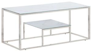 VidaXL Dohányzóasztal - Üveg és Rozsdamentes Acél - 110x45x45 cm
