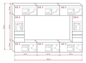 Prince Concept 29 nappali bútor szett magasfényű fekete (249CM)