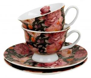 Porcelán kávés csésze szett - 100ml - Spring Roses Black