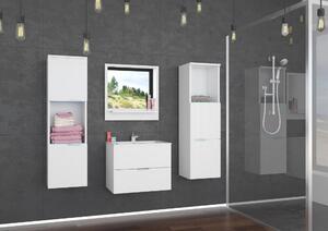 Lauro 1 fürdőszoba bútor + ajándék led vílágítással - Mosdó nélkül - magasfényű fehér
