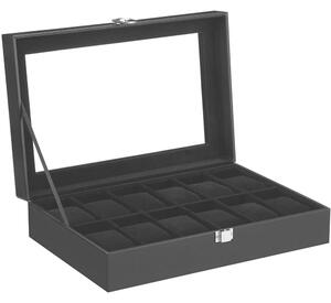 Óratároló doboz 12 órához, 32,5 x 8,5 x 19 cm, fekete