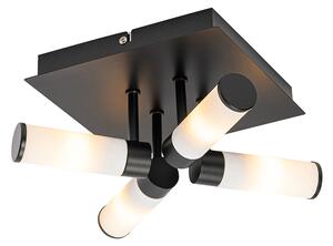 Modern fürdőszobai mennyezeti lámpa fekete 4-lámpás IP44 - Kád
