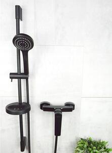SOTBE LARK fekete 60 állítható zuhanyrúd szappantartóval