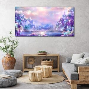 Vászonkép Absztrakt tó hegyek égbolt
