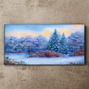 Vászonkép Akvarell hófa erdő