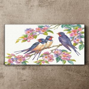 Vászonkép Állatok madarak virágok