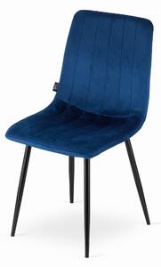 LAVA kék bársony szék fekete lábakkal