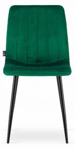 LAVA zöld bársony szék fekete lábakkal