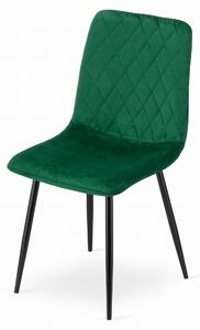 Zöld bársony szék TURIN fekete lábakkal