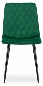 TURIN zöld bársony szék fekete lábakkal