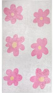Rózsaszín-elefántcsont színű mosható gyerek szőnyeg 160x230 cm Cute Flowers Pink – Vitaus