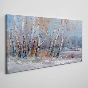 Vászonkép Festés erdőfa tél