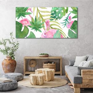 Vászonkép Flamingó levelek