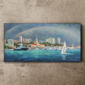 Vászonkép Rainbow Boat Harbor