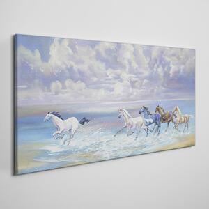 Vászonkép Festés lovak a parton