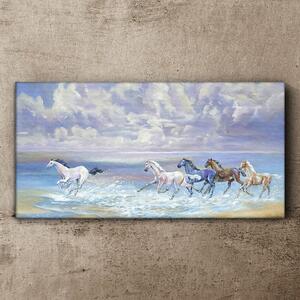 Vászonkép Festés lovak a parton
