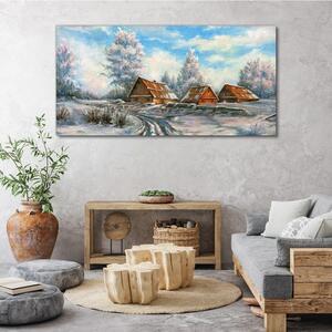 Vászonkép Téli ház fa vadvilág