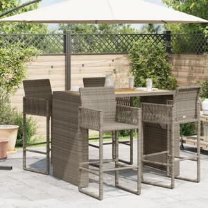 VidaXL szürke polyrattan kerti bárasztal akácfa lappal 145x80x110 cm