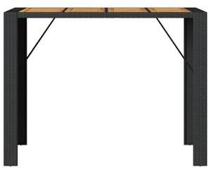 VidaXL fekete polyrattan akácfa lapos kerti asztal 145 x 80 x 110 cm