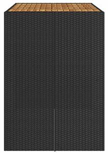 VidaXL fekete polyrattan akácfa lapos kerti asztal 145 x 80 x 110 cm