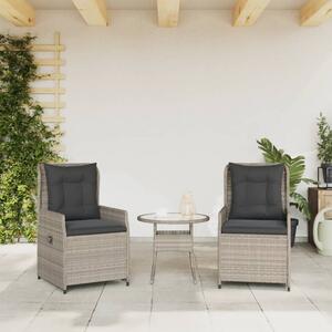 VidaXL 2 db világosszürke polyrattan dönthető kerti szék