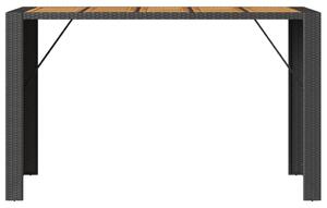 VidaXL fekete polyrattan kerti asztal akácfa lappal 185 x 80 x 110 cm