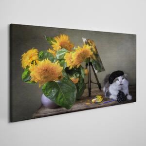 Vászonkép Virágok állati macska