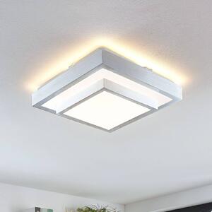 Lindby LED mennyezeti lámpa Mirco, 32 cm, szögletes, alumínium, Alu / szürke / cink, Nappali / Étkező, fém, Modern