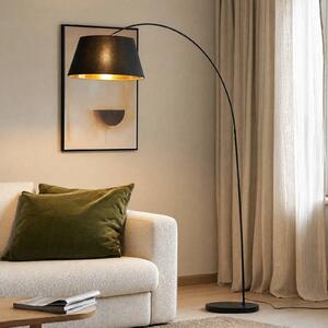 Lindby Esti állólámpa, fekete/arany, szövet, magasság 192cm, Fekete, Nappali / Étkező, Textil / szövet / selyem, Modern