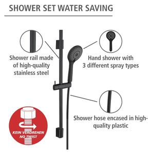 Fekete rozsdamentes acél zuhanyszett 70 cm Water Saving – Wenko